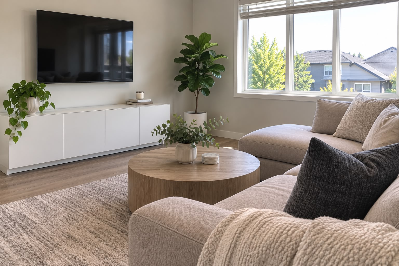 Clean organized living room